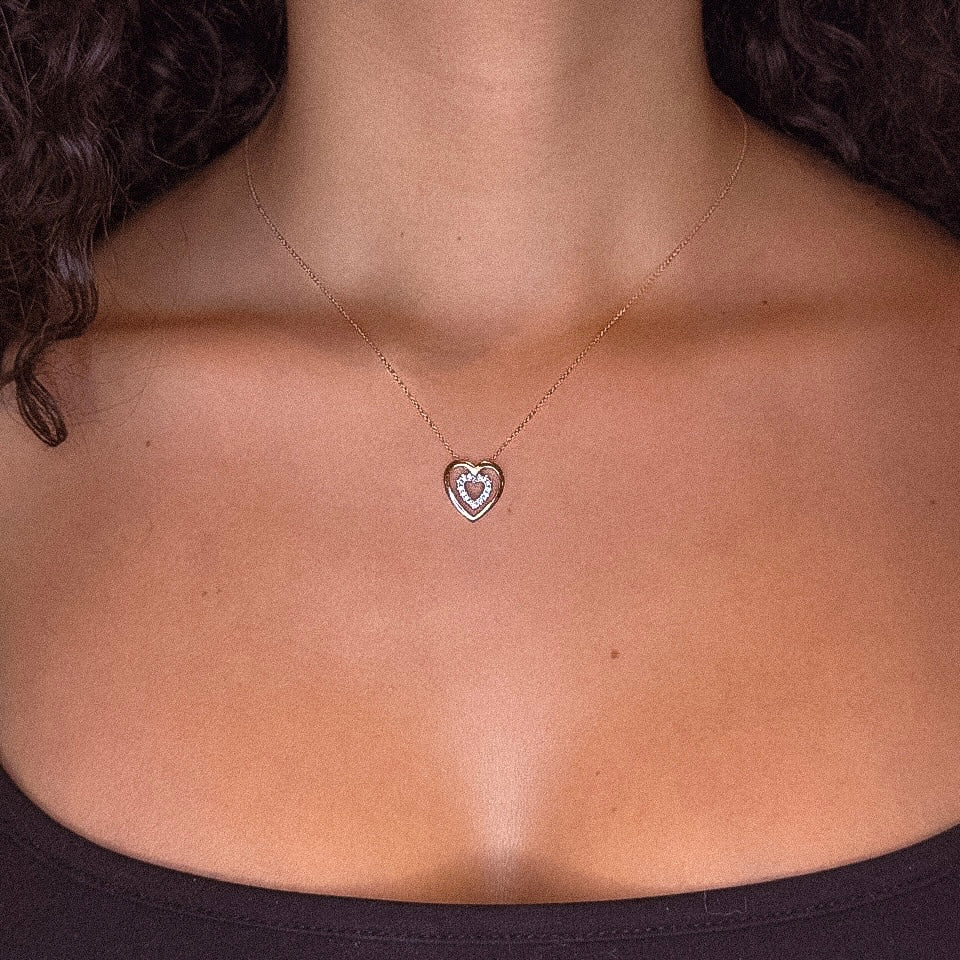 Double Heart Diamond Necklace
