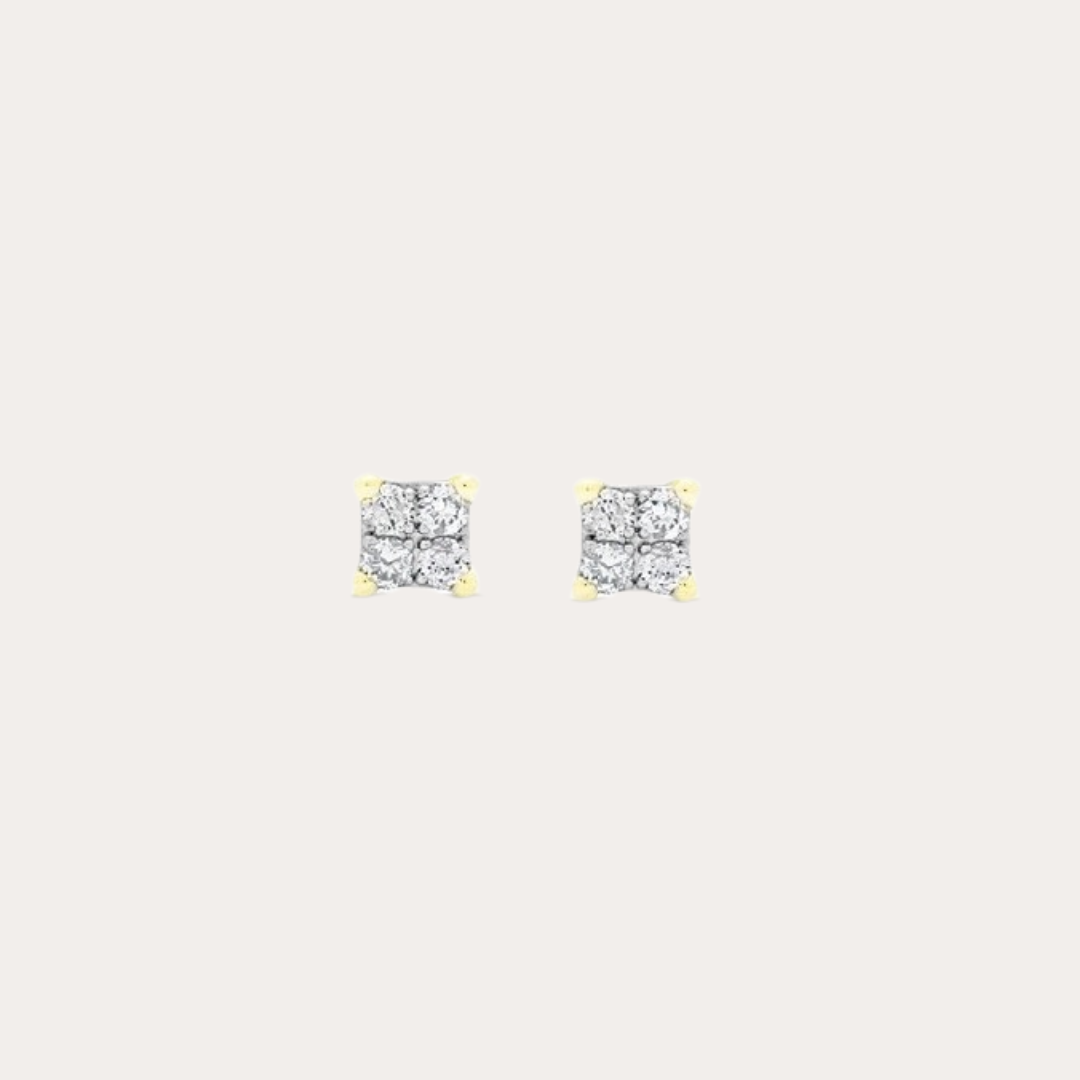 Princess Illusion Diamond Stud Earrings