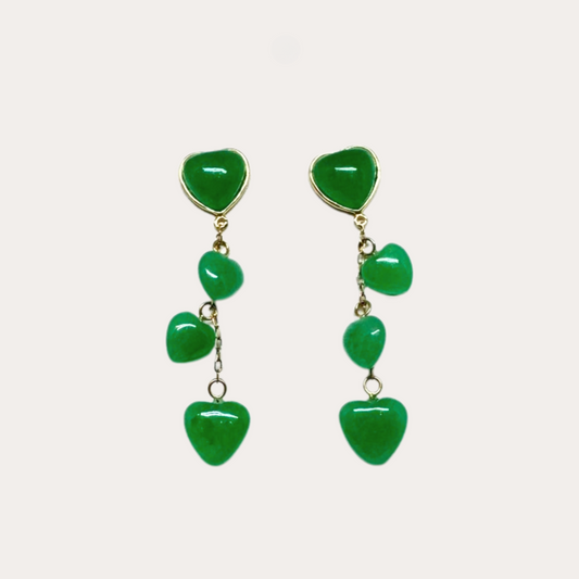 Heart Drops Jade Earrings