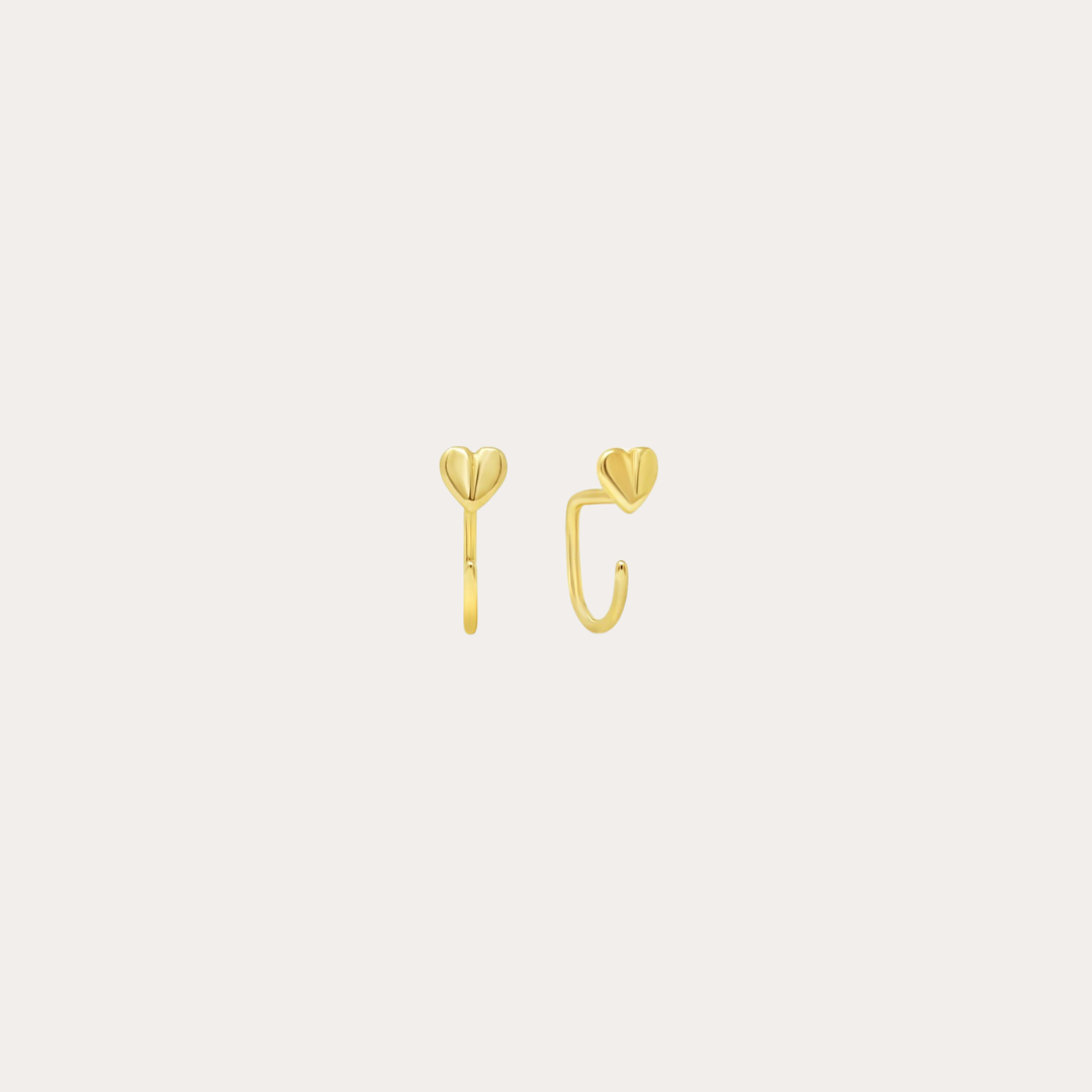 Mini Half Hoop Heart Earrings