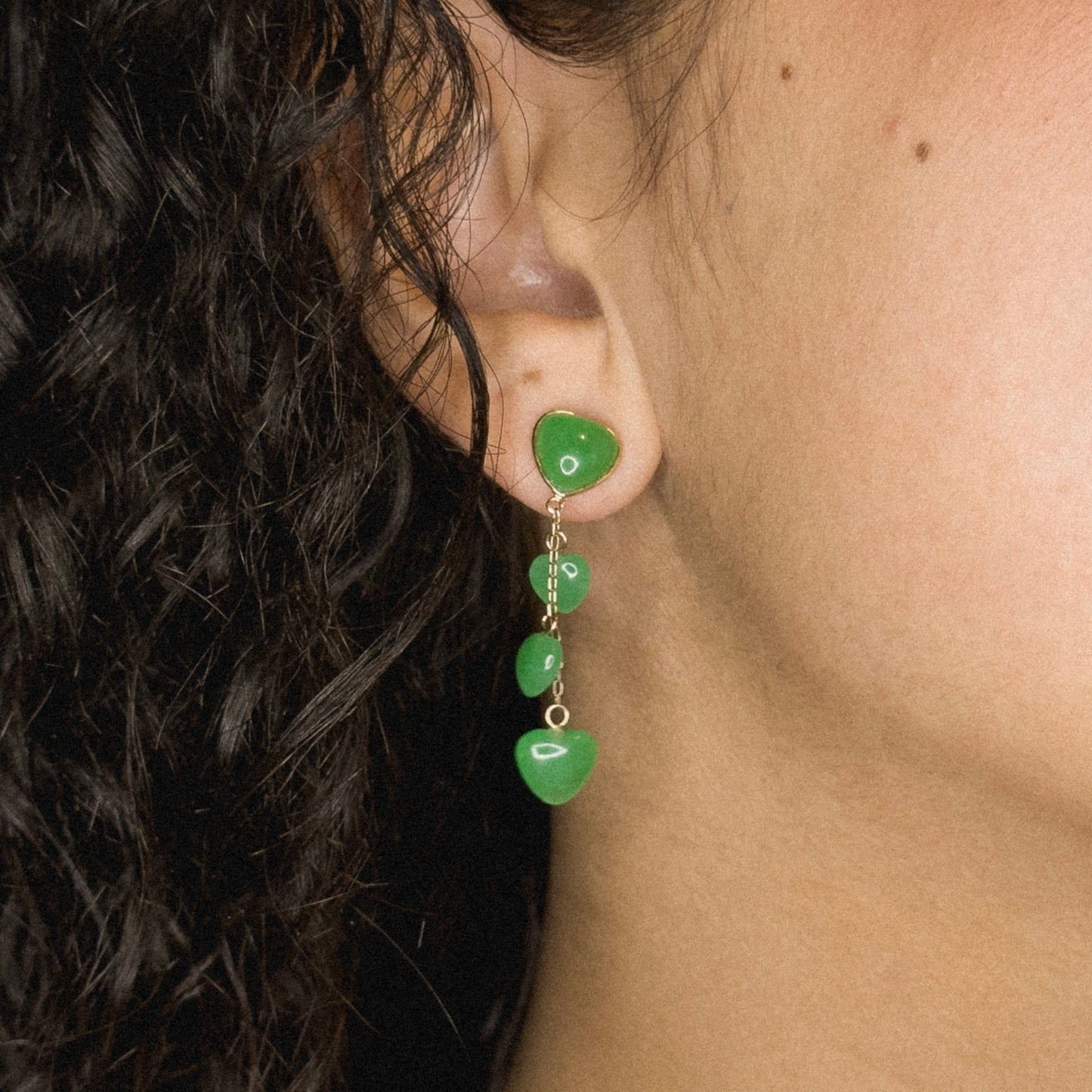 Heart Drops Jade Earrings