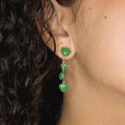 Heart Drops Jade Earrings