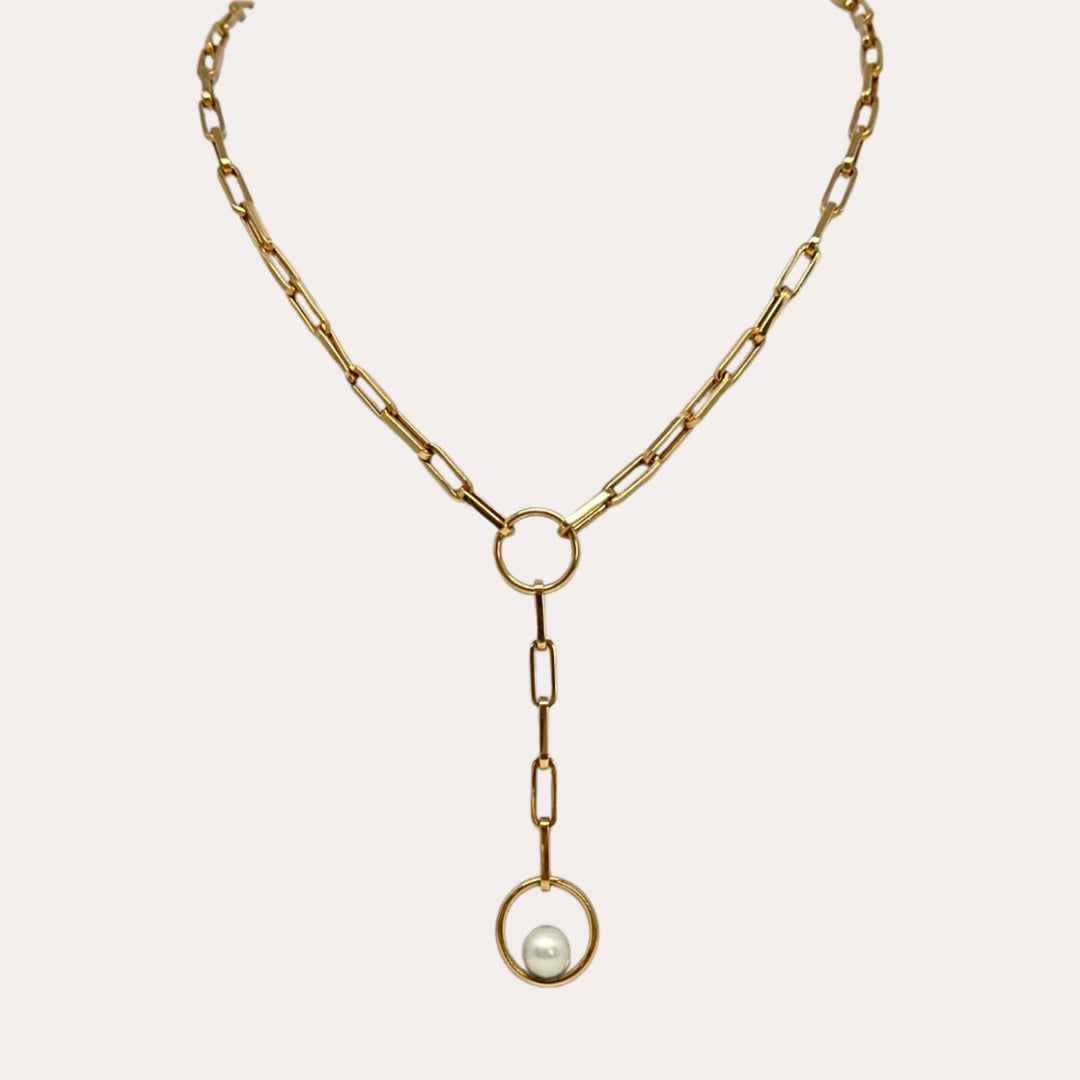 Link Chain Pearl Necklace