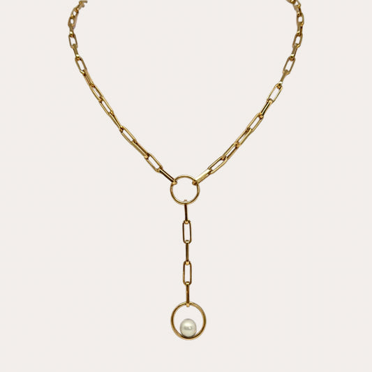 Link Chain Pearl Necklace